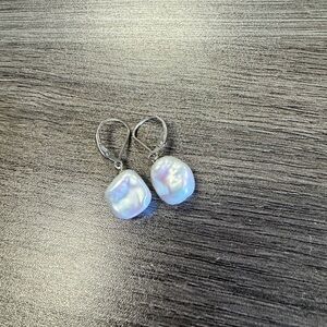 Baroque white cultured freshwater pearl over sterling silver